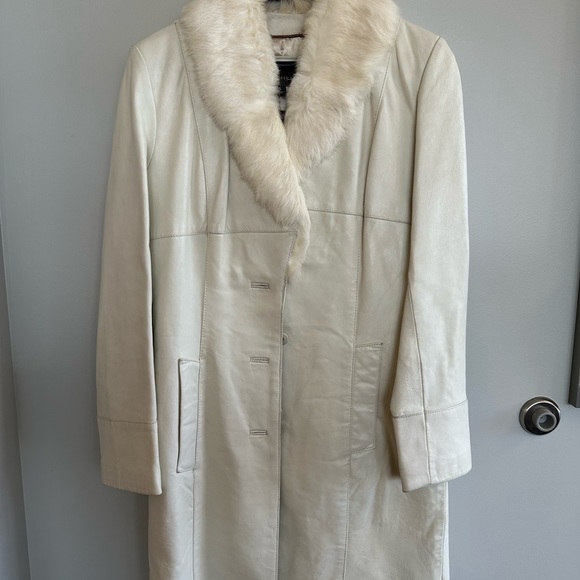 Wilsons Leather Cream Fur-Trimmed Trench Coat - Picture 1 of 3